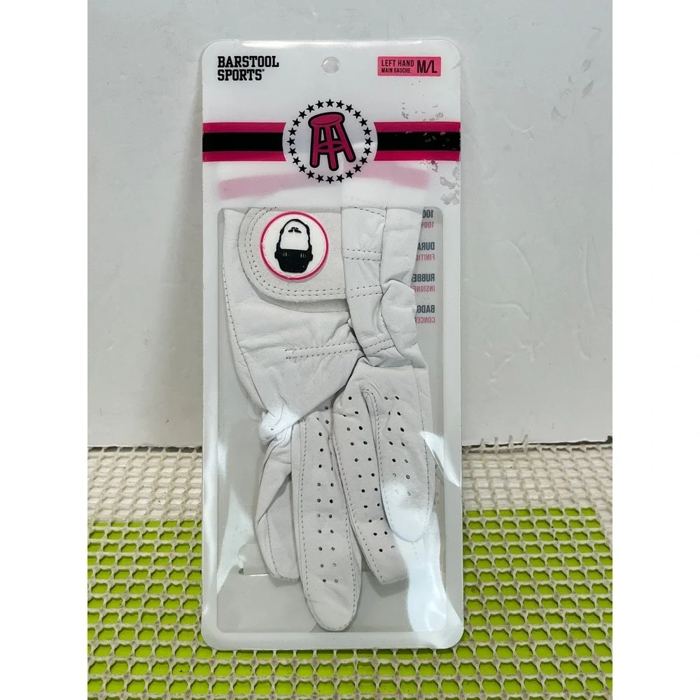 Barstool Sports Pink Whitney Golf Glove White Pink Leather Left Hand M/L NEW